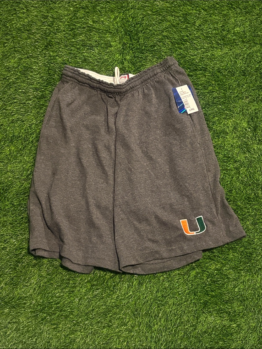 NWT University Of Miami Gray Athletic Shorts with University 'U' Logo Large